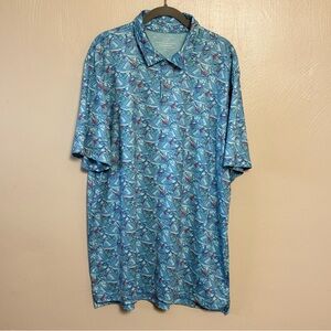 Vineyard Vines Men’s Performance Golf‎ Polo Swordfish Sailfish Blue Print XL